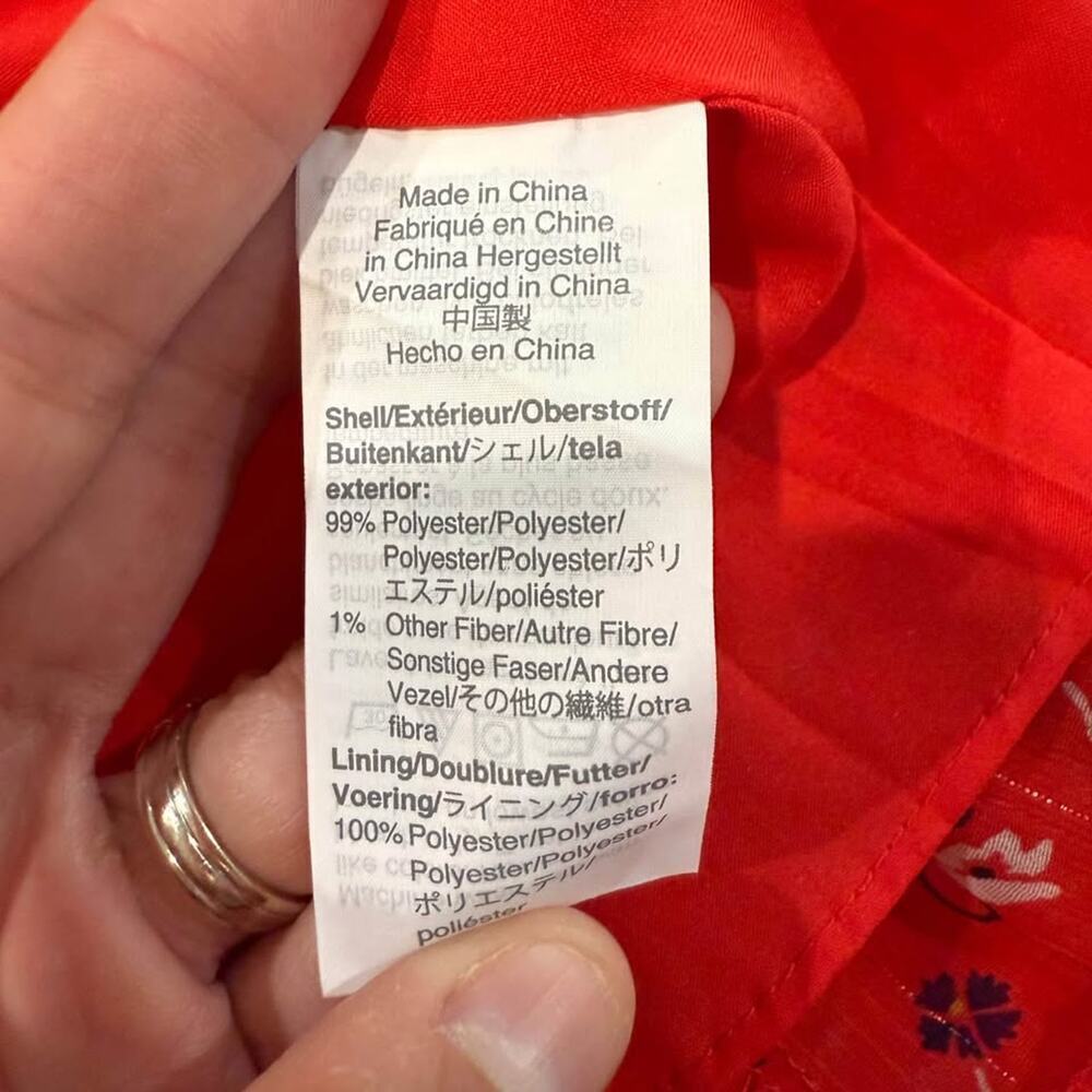 Madewell Ruffle Strap Wrap Dress Women's 4 Metallic Striped Prairie Posies Red - Picture 5 of 8